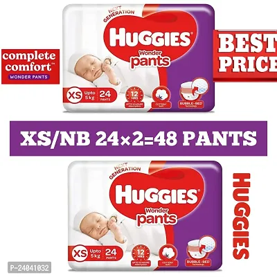 Huggies newborn extra small baby diapers pants 24*2=48 pants combo pack xs-thumb0