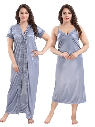 BEAUTIFUL 2 PIECE SATIN NIGHTY FOR EVERYDAU USE AND ROMANTIC NIGHTS AS WELL