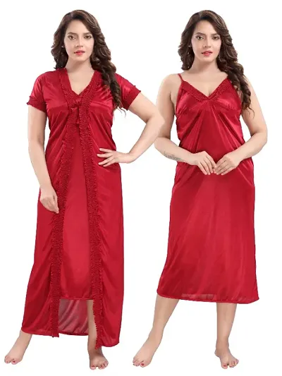 BEAUTIFUL 2 PIECE SATIN NIGHTY FOR EVERYDAU USE AND ROMANTIC NIGHTS AS WELL