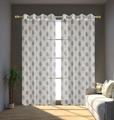 Stylish Multicoloured Polyester Printed Window Curtains
