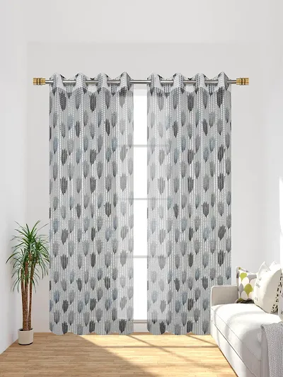 Stylish Multicoloured Polyester Printed Window Curtains