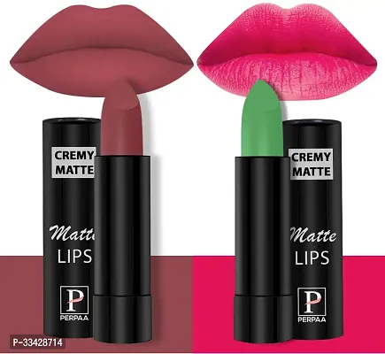 Long Lasting Waterproof Cremy Matte Finish Lipstick- Pack Of  2