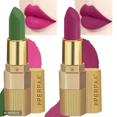 PERPAA&#174; Xpression Weightless Matte Waterproof Lipstick Enriched with Vitamin E One Stroke Application -Combo of 2 (5-8 Hrs Stay) (Matte Magenta , Natural Pink)-thumb0