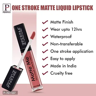 Perpaa One Stroke Matte Liquid Lipstick (5 ml) (Peach Nude)-thumb2