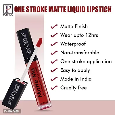 Perpaa One Stroke Matte Liquid Lipstick (5 ml) (Rich Plum) (Bright Red)-thumb5