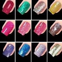 Perpaa Glitter Gel Nail Polish Diamond Flashing Sparkly Enamel Pack Of 3 Brown Pink Dark Green-thumb1