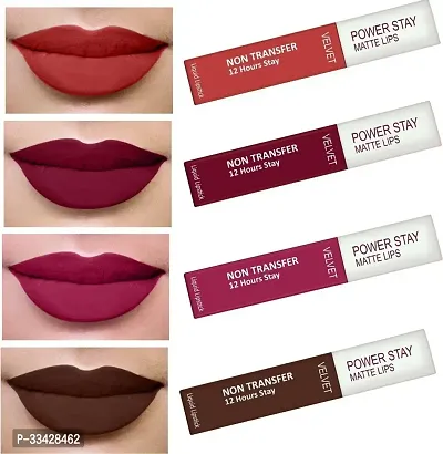 Long Lasting Waterproof Power Stay Liquid Matte Lipstick- Pack Of  4-thumb0