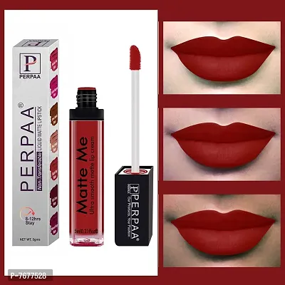 PERPAA&#174; One Stroke Matte Liquid Lipstick (5 ml) (Hidden Magenta , Brown Wood , Bright Red, Pack Of 3)-thumb3