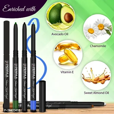 PERPAA Intense Kohl Kajal Pencil Kit Of 2 Different Shades- Green, Blue Vegan  Organic,0.35gm Each-thumb2