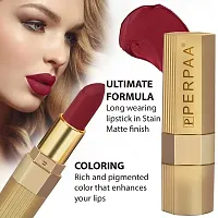 PERPAA&#174; Xpression Weightless Matte Waterproof Lipstick Enriched with Vitamin E One Stroke Application (5-8 Hrs Stay) (Matte Maroon)-thumb1