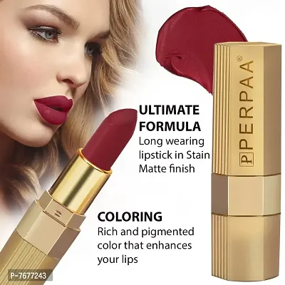 PERPAA&#174; Xpression Weightless Matte Waterproof Lipstick Enriched with Vitamin E One Stroke Application (5-8 Hrs Stay) (Matte Maroon)-thumb2