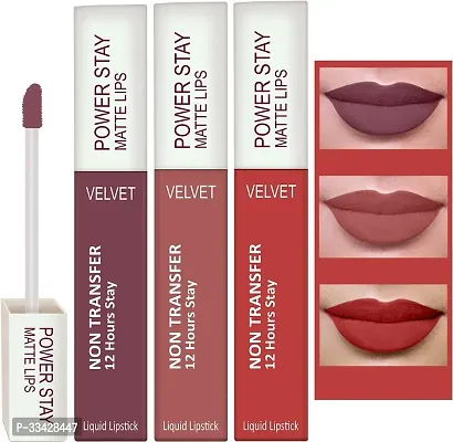 Long Lasting Waterproof Power Stay Liquid Matte Lipstick- Pack Of  3-thumb0