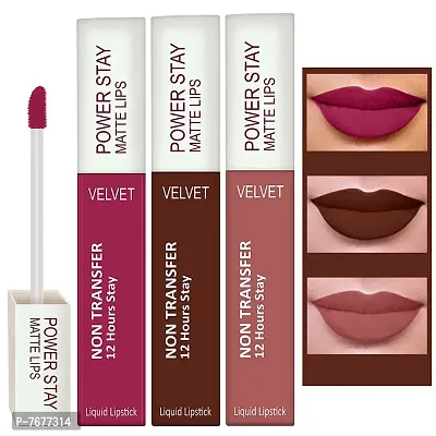 PERPAA&#174; Power Stay Liquid Matte Lipstick - Waterproof Combo of 3 (Upto12 Hrs Stay) (Pink Prom , Bon Bon Brown ,Visionary Nude, Pack of 3)