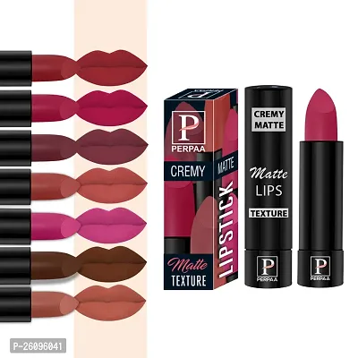 PERPAA Cremy Matte lipstick combo of 8 Shades,(3.5gm Each)Caramel,Coco Brown,Pink Berry,Rust Orange,Tan Red,Ruby Magenta,Crimson Red,Strawberry Pink-thumb0