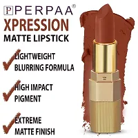 PERPAA&#174; Xpression Weightless Matte Waterproof Lipstick Enriched with Vitamin E One Stroke Application (5-8 Hrs Stay) (Matte Rust Brown)-thumb2