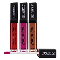 PERPAA&#174; One Stroke Matte Liquid Lipstick (5 ml) (Hidden Magenta , Brown Wood , Bright Red, Pack Of 3)-thumb1