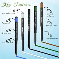 PERPAA Intense Kohl Kajal Pencil Kit Of 2 Different Shades- Black, Green Vegan  Organic,0.35gm Each-thumb2