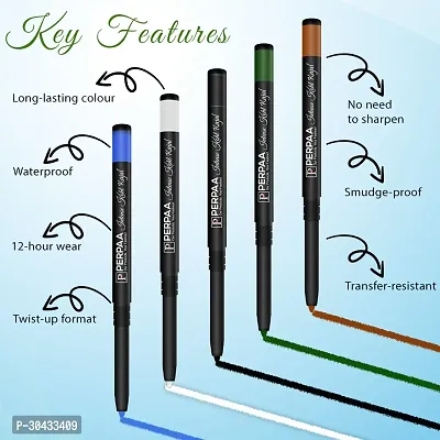 PERPAA Intense Kohl Kajal Pencil Kit Of 2 Different Shades- Black, Green Vegan  Organic,0.35gm Each-thumb3