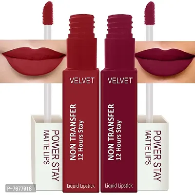 PERPAA#174; Power Stay Liquid Matte Lipstick - Waterproof Combo of 2(Upto12 Hrs Stay) (Apple Red , Cherry Red, Pack of 2)-thumb0