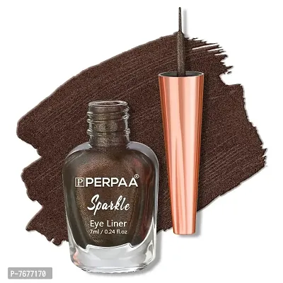 PERPAA&#174; Eyeconic Liquid Eyeliner, Absolute Shine ,Metallic Shimmery Glitter Intense Pigment Waterproof, Smudge Proof, Long Lasting, Eye Makeup for 16hrs Stay 7 ml (Shimmery Brown)