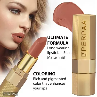 PERPAA&#174; Xpression Weightless Matte Waterproof Lipstick Enriched with Vitamin E One Stroke Application -Combo of 2 (5-8 Hrs Stay) (Innocent Nude, Natural Pink)-thumb5