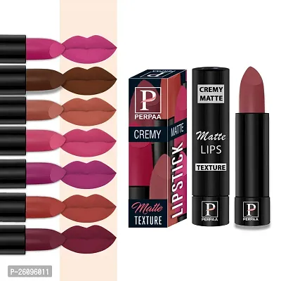 PERPAA Cremy Matte lipstick combo of 8 Shades,(3.5gm Each)Cherry Red,Red Bloom,Rose Magenta,Pink Fusion,Caramel,Coco Brown,Pink Berry,Red Rush