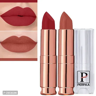 PERPAA Antique Velvet Stick Lipstick, Enreached with Jojoba Oil, Shea Butter  Vitamin E, Shade-Nude, Rose Red