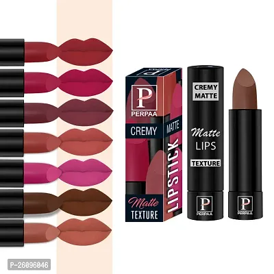 PERPAA Cremy Matte lipstick combo of 8 Shades,(3.5gm Each)Caramel,Coco Brown,Pink Berry,Rust Orange,Tan Red,Ruby Magenta,Crimson Red,Nude Brown