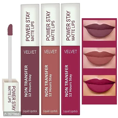 PERPAA&#174; Power Stay Liquid Matte Lipstick - Waterproof Combo of 3 (Upto12 Hrs Stay) (Timeless Mauve ,Visionary Nude ,Pink Prom, Pack of 3)