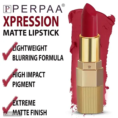 PERPAA#174; Xpression Matte Lipstick Waterproof Enriched with Vitamin E One Stroke Application (5-8 Hrs Stay) (Matte Apple Red)-thumb3