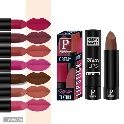 PERPAA Cremy Matte lipstick combo of 8 Shades,(3.5gm Each)Pink Fusion,Caramel,Coco Brown,Pink Berry,Rust Orange,Tan Red,Ruby Magenta,Nude Brown-thumb0