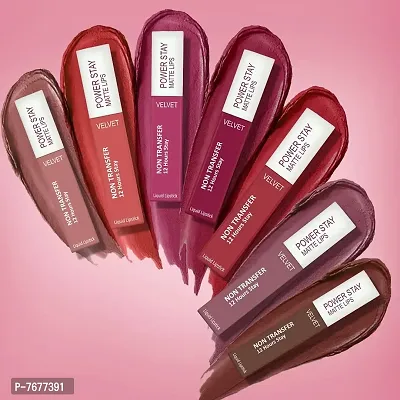 PERPAA&#174; Power Stay Liquid Matte Lipstick - Waterproof Combo of 4 (Upto12 Hrs Stay) (Timeless Mauve , Visionary Nude , Apple Red ,Flirty Red, Pack of 4)-thumb5