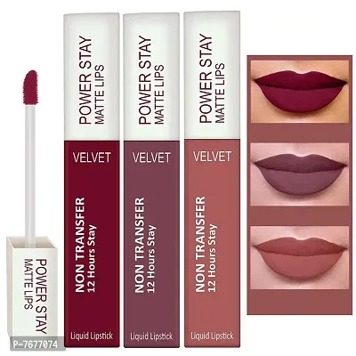 PERPAA#174; Power Stay Liquid Matte Lipstick - Waterproof Combo of 3 (Upto12 Hrs Stay) (Cherry Red ,Timeless Mauve ,Visionary Nude, Pack of 3)