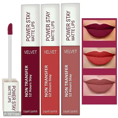 PERPAA&#174; Power Stay Liquid Matte Lipstick - Waterproof Combo of 3 (Upto12 Hrs Stay) (Cherry Red , Flirty Red, Visionary Nude, Pack of 3)