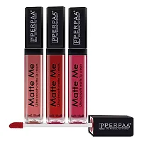 PERPAA&#174; One Stroke Matte Liquid Lipstick (5 ml) (Reddish Pink, Peach Nude , Bright Red, Pack Of 3)-thumb1