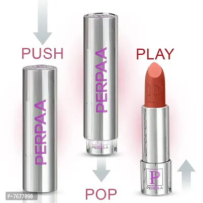 PERPAA&#174; Push, Pop & Play Matte Lipstick, Long Lasting, Moisturizing Lip Color Enrich with Vitamin E - Non-Drying, Creamy Matte Bullet Lipstick (Rust Brown)-thumb3