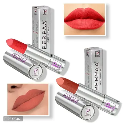 PERPAA&#174; Creamy Matte Bullet Push, Pop & Play Lipstick, Moisturizing Lip Color Enrich with Vitamin E - Non-Drying, Long Lasting ,Waterproof (Pack of 2, Orange ,Rust Brown)