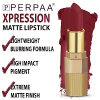 PERPAA#174; Xpression Matte Lipstick Waterproof Enriched with Vitamin E One Stroke Application (5-8 Hrs Stay) (Matte Maroon)-thumb2