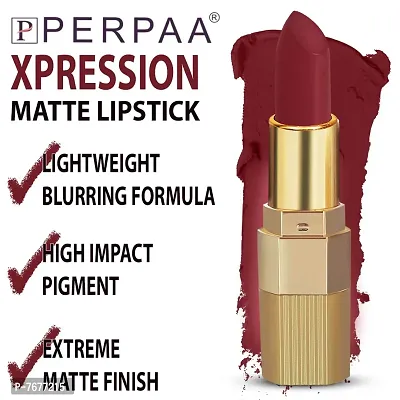 PERPAA#174; Xpression Matte Lipstick Waterproof Enriched with Vitamin E One Stroke Application (5-8 Hrs Stay) (Matte Maroon)-thumb3