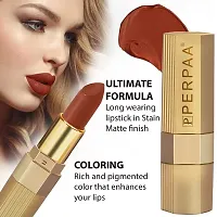 PERPAA&#174; Xpression Matte Lipstick Waterproof Enriched with Vitamin E One Stroke Application (5-8 Hrs Stay) (Matte Rust Brown)-thumb1