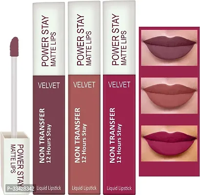 Long Lasting Waterproof Power Stay Liquid Matte Lipstick- Pack Of  3-thumb0