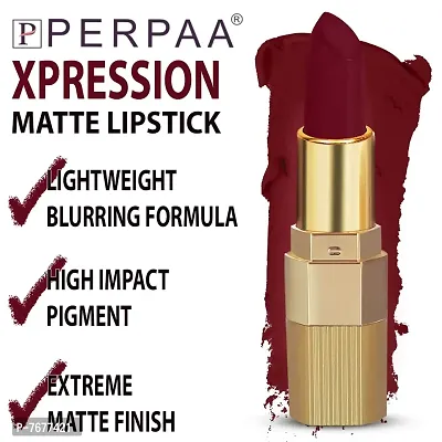 PERPAA#174; Xpression Matte Lipstick Waterproof Enriched with Vitamin E One Stroke Application (5-8 Hrs Stay) (Bold Maroon)-thumb3