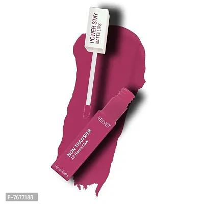 PERPAA#174; Long Lasting Waterproof Matte Liquid Lipstick  Nail Polish Combo of Same Shades (Deep Pink , Glossy Pink)-thumb2