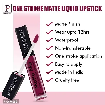 Perpaa One Stroke Matte Liquid Lipstick (5 ml) (Rich Plum) (Maroon Berry)-thumb5