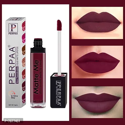 PERPAA&#174; One Stroke Matte Liquid Lipstick (5 ml) (Hidden Magenta , Brown Wood , Rich Plum, Pack Of 3)-thumb5