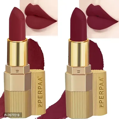 PERPAA&#174; Xpression Weightless Matte Waterproof Lipstick Enriched with Vitamin E One Stroke Application -Combo of 2 (5-8 Hrs Stay) (Bold Maroon ,Matte Maroon)