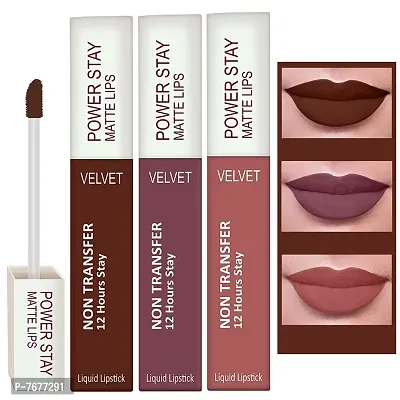 PERPAA&#174; Power Stay Liquid Matte Lipstick - Waterproof Combo of 3 (Upto12 Hrs Stay) (Bon Bon Brown , Timeless Mauve ,Visionary Nude, Pack of 3)