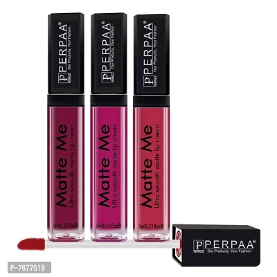 PERPAA&#174; One Stroke Matte Liquid Lipstick (5 ml) (Reddish Pink , Maroon Berry , Hidden Magenta, Pack Of 3)-thumb2