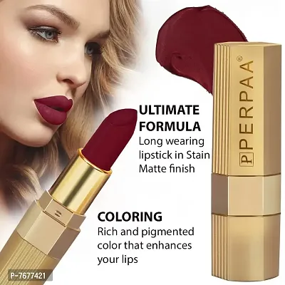 PERPAA#174; Xpression Matte Lipstick Waterproof Enriched with Vitamin E One Stroke Application (5-8 Hrs Stay) (Bold Maroon)-thumb2