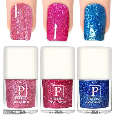 Perpaa Glitter Gel Nail Polish Diamond Flashing Sparkly Enamel Pack Of 3 Baby Pink Light Pink Turquoise